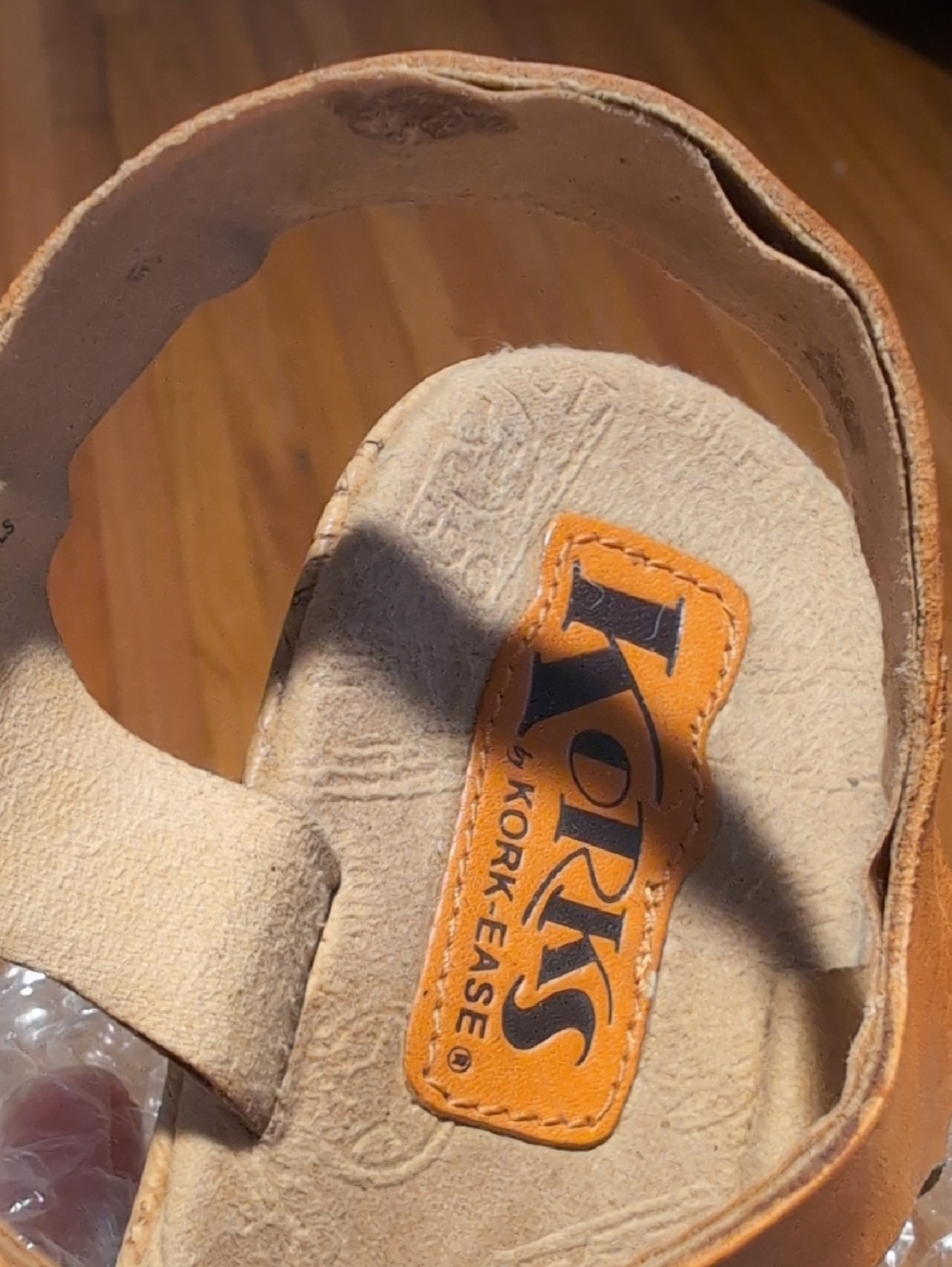 Women's Orange Leather Cork Wedge Sandals - Picture 9 of 9